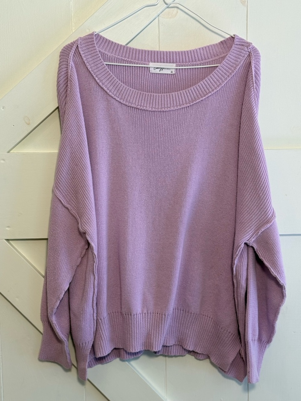Carly Jean Los Angeles Lavender 100% Cotton Oversized Knit Sweater M/L